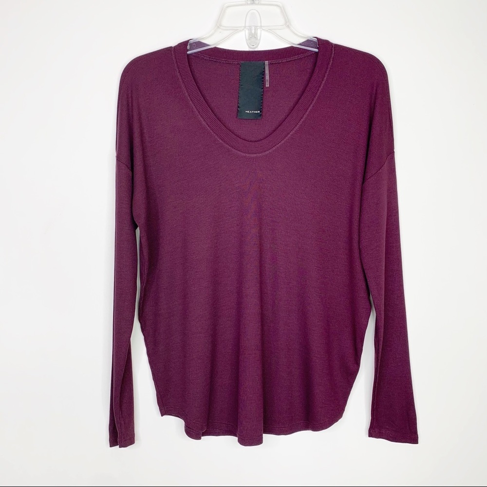 Heather by Bordeaux Ribbed Long Sleeve Top Petite